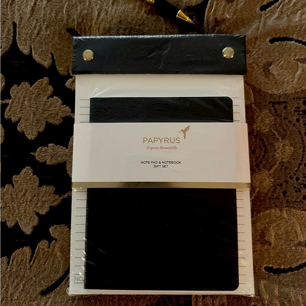 Papyrus Black and Gold Note Pad & Notebook Gift Set